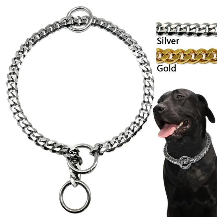 Obroże dla psów smycze średnica dławika psa Choker kołnierz mocne srebrne złoto chrome stalowy trening metalowy 45c Jllszd298t