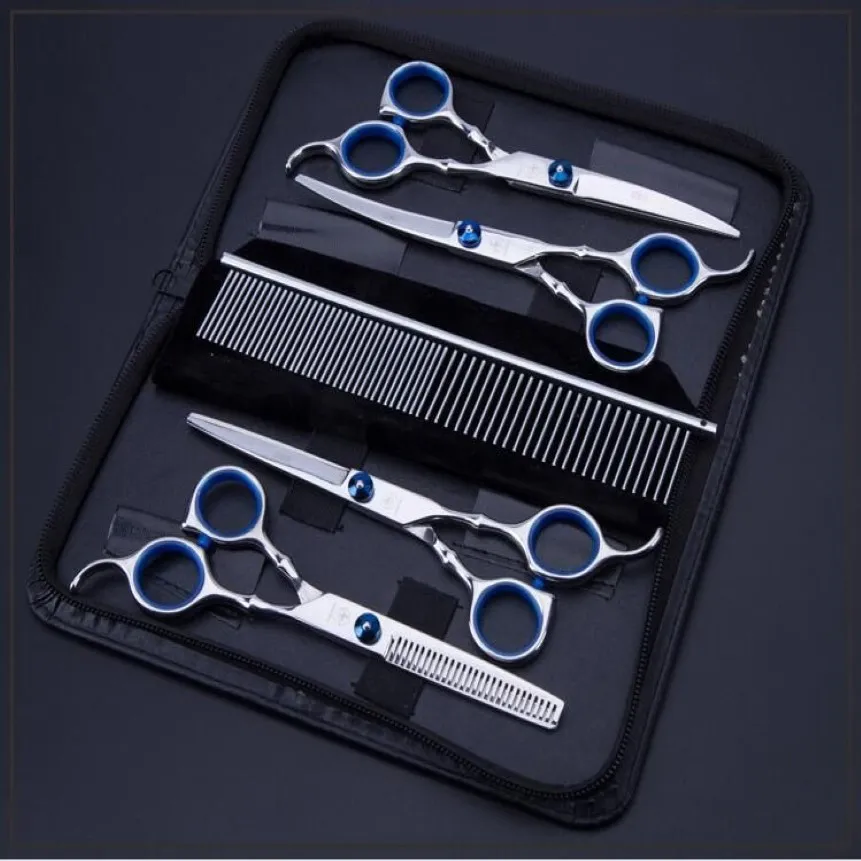 Hund Grooming Pet Scissors Grooming Tool Set Decoration Hair Shears Curved Cat Shearing Hairdressing Supplies205J