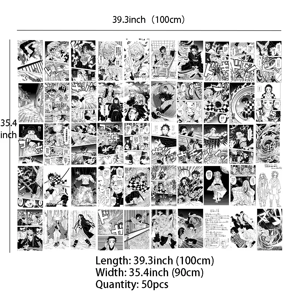 Stickers 50 stuks muurcollagekit esthetische anime posterstickers manga muurfoto voor jongens muurkunstprints tienerkamerdecoratie