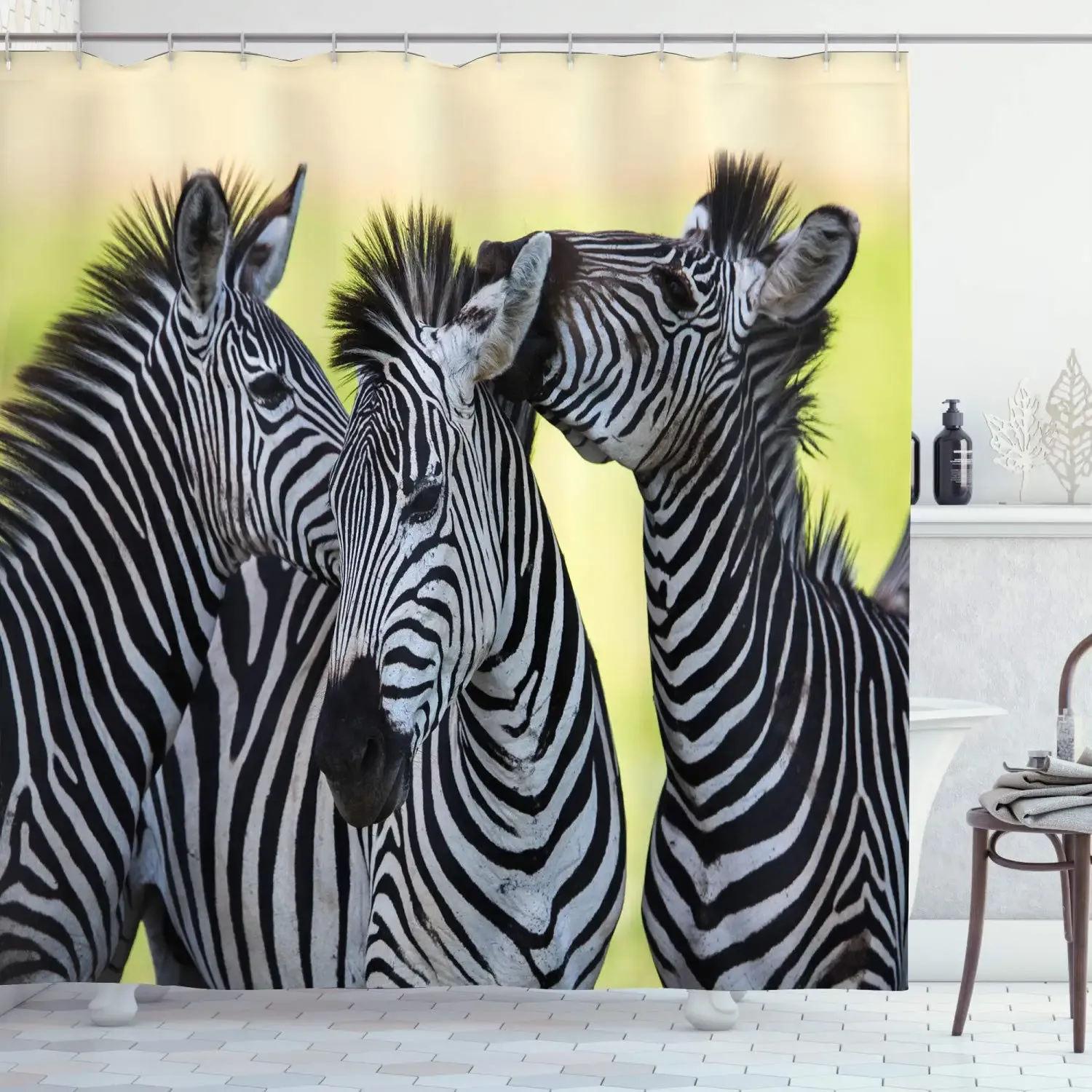 Cortinas cortina de chuveiro de animais de pastagem africana