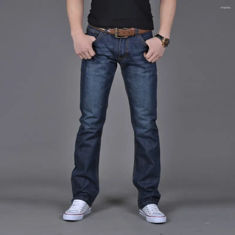 Herenbroek Jeans Hip Hop Los Werk Lang Voor Mannen Hoge Taille Stretch Slanke Denim Met Zak Mannelijke Kleding