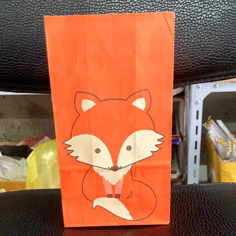 Cadeau cadeau 8pcs / set mignon baby shower sacs papier goodies sac bonbons traiter école anniversaire enfants fournitures bois animaux décor
