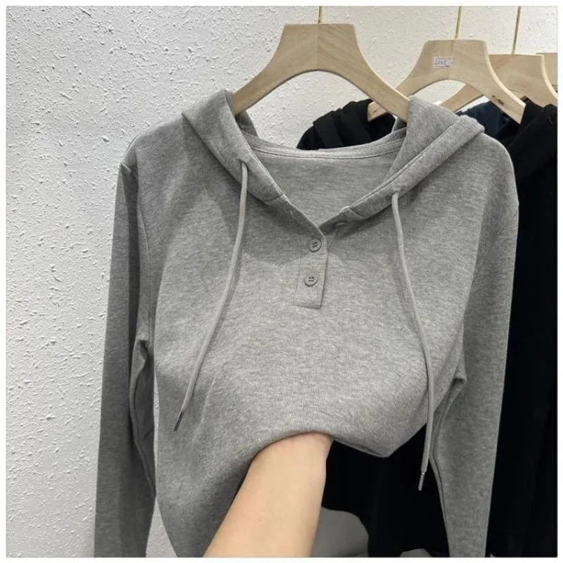 Felpe con cappuccio da donna T-shirt a maniche lunghe con cappuccio 2024 Abito primaverile Giacca maglione casual ampia e sottile di alta qualità Bianco Nero