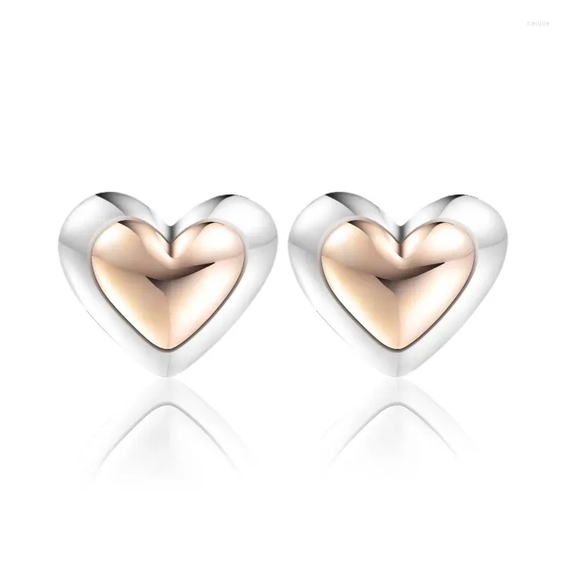 Серьги-гвоздики, оригинальные серьги из стерлингового серебра 925 пробы, куполообразные золотые сердца для женщин, свадебные украшения для ушей, подарок Brincos, позолоченные