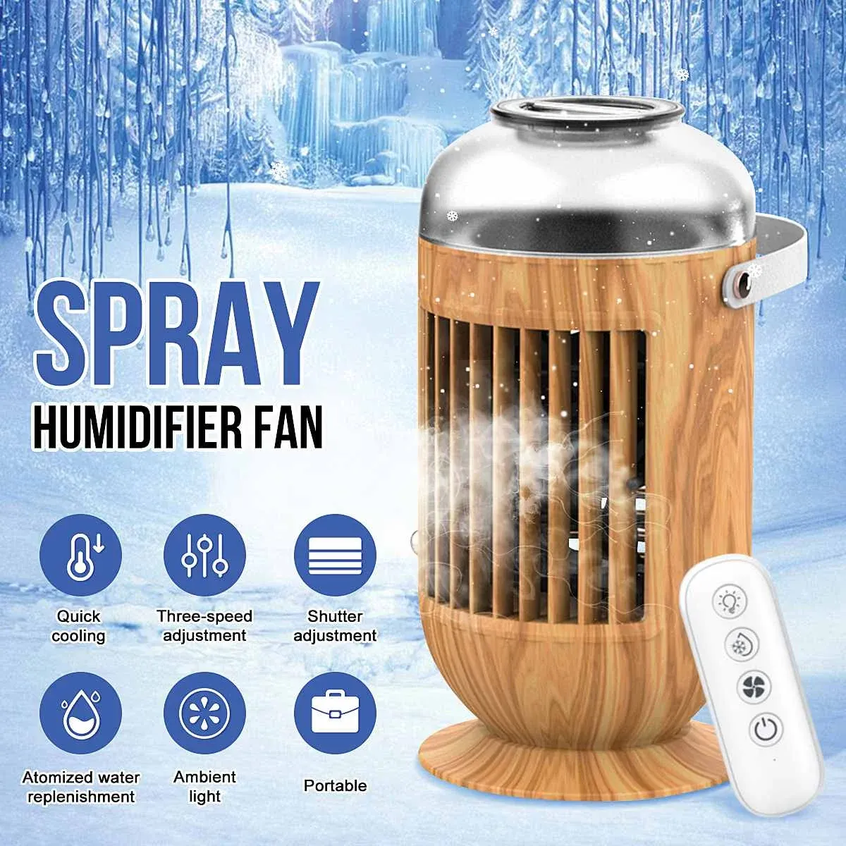 Ventilatori USB Air Refrigeratore Air Spray Humidifier 3 Colore Acqua Light Raffreddamento Air Condizionatore per la ventola di condizionamento per aria portatile