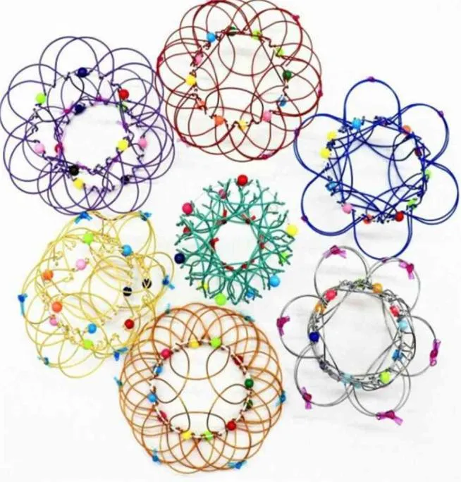 Mehrere Änderungen Mandala Blumenkorb Magic Flow Ring Spielzeug Handgefertigte farbige Eisenschlaufen Draht Stressabbau Relief Finger Spaßspiel H33MDRX4840309