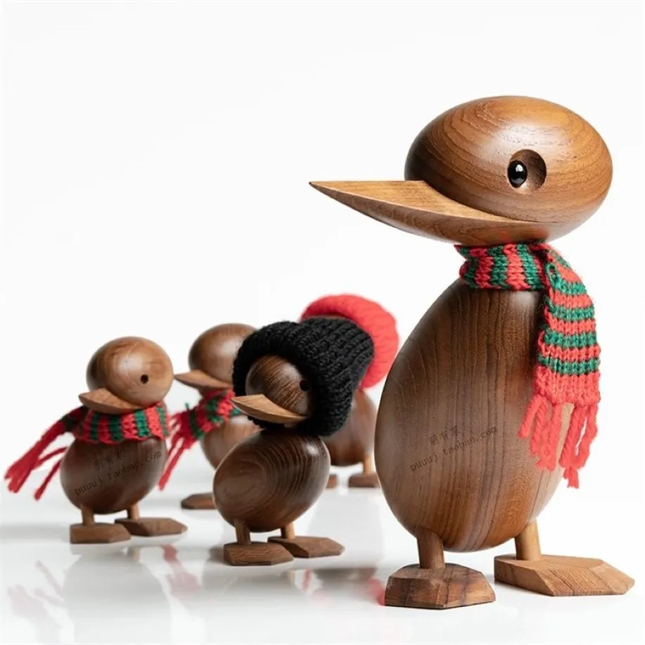 Canard en bois pour l'artisanat, figurines d'animaux, décoration en bois, accessoire de maison, salon, noël, ornement de bureau nordique danois, 22914