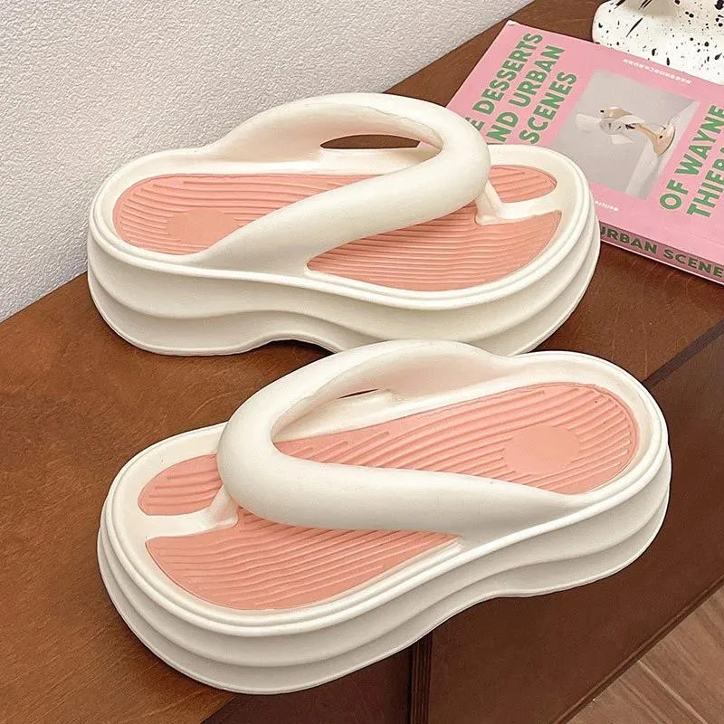 Hausschuhe 2024 Flip Flops Frau EVA Outdoor Plattform Rutschfeste Einfachheit Komfort Wolke Koreanische Strandhausschuhe