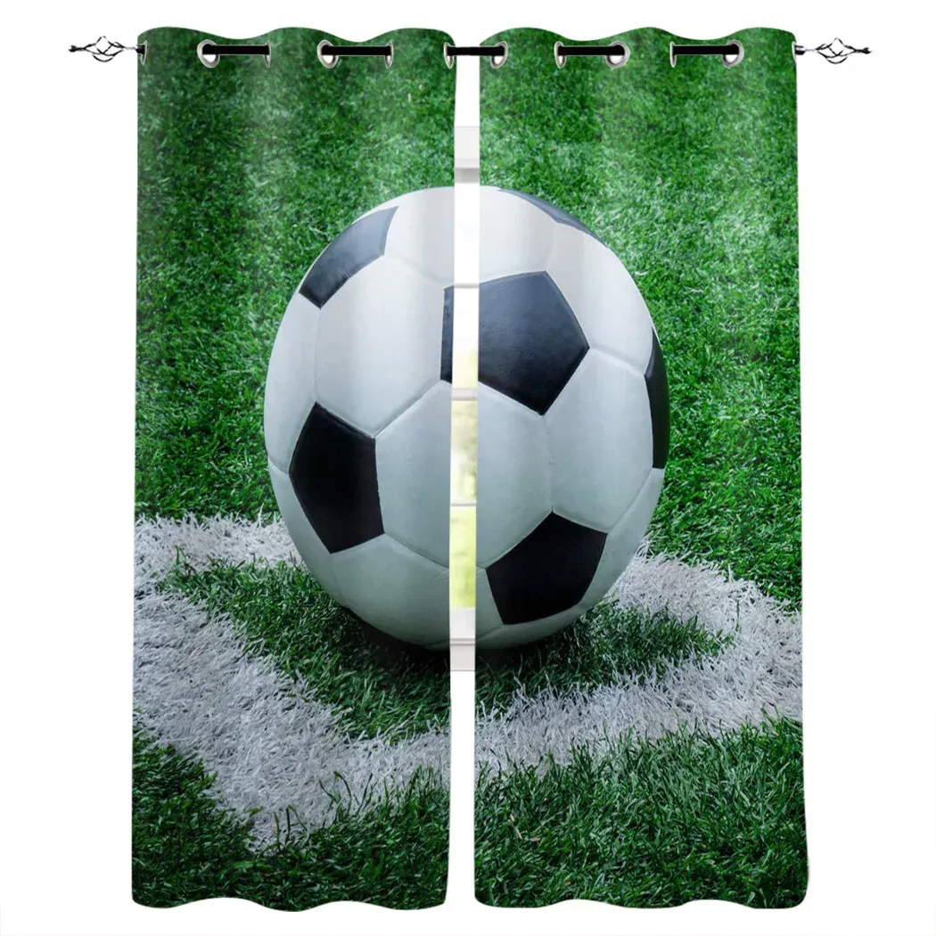 Cortinas de bolas de futebol, cortinas de janela de futebol, luzes para sala de estar, banheiro, quarto, decoração infantil, cortinas e cortinas ao ar livre