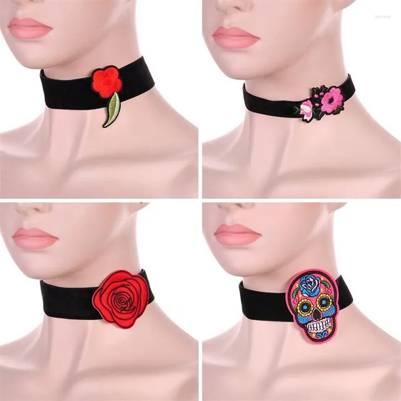 Wisiorki mody Choker 1pcs biżuteria Naszyjnik bohemian drukowane kwiaty hafty dla kobiet