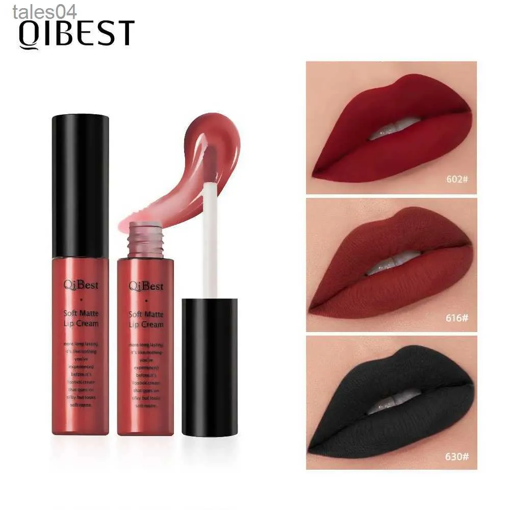 Lipstick QIBEST Matte Lip Gloss Lip Makeup 34 Colors Velet Nude Waterproof Lipgloss Matte Lipstick Liquid Lipstick Long lasting Lip Tint 240313