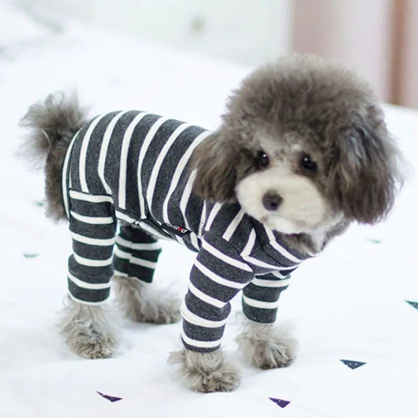 Dog Clothes for Small Dogs Summer Striped Jumpsuit for Chihuahua French Bulldog Coat Soft Pajamas for Dogs Pet Cat Costume XXL Y20359p