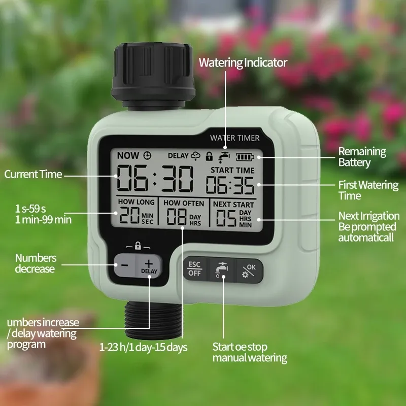 TIMERS Stor skärm Garden Water Timer Watering Timer Irrigation Controller Digital Programmerbar kran Timer Controller System