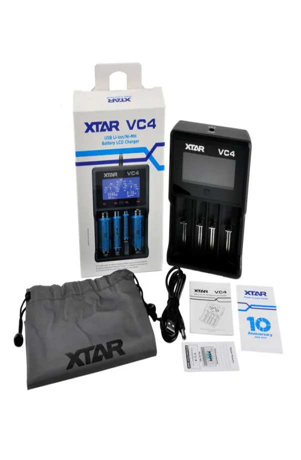 Xtar VC4 Chager NiMH Battery Charger LCD for 10440 18650 18350 26650 32650 Liion Batteries Chargers2112042