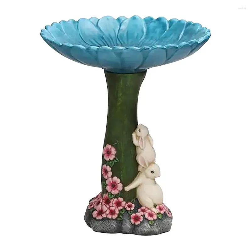 Garden Decorations Resin Bird Feeder Animals Statue Bath Birds Food Ornament Bathing Bowl For Outdoor Miniatures Decoration