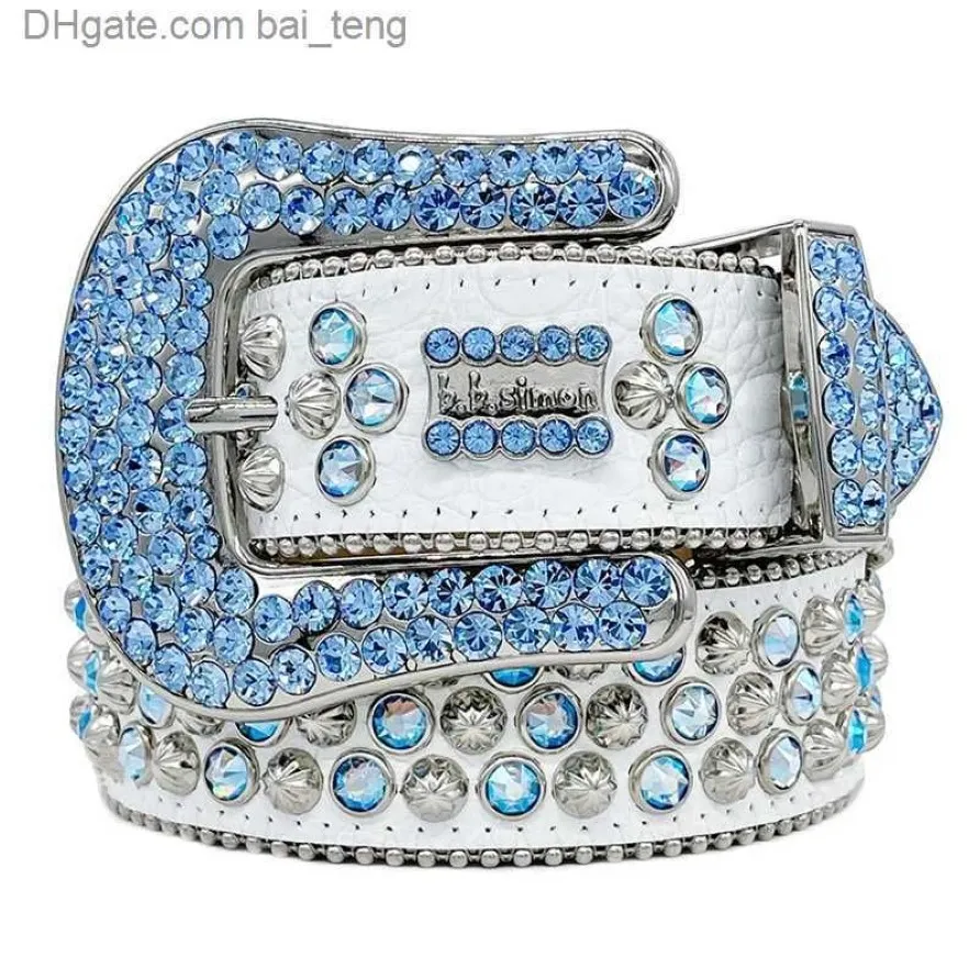 Designer Bb Simon Riemen voor Heren Dames Glanzende diamanten riem Zwart op Zwart Blauw wit veelkleurig met bling strasssteentjes als geschenk bait329G