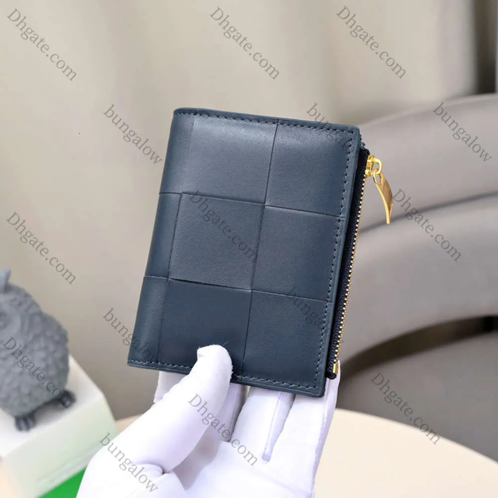 Lyx varumärkesdesign äkta läder unisex enkel vävt kreditkortsklipp kohud klassisk pendling multikort slot blixtlås noll plånbok