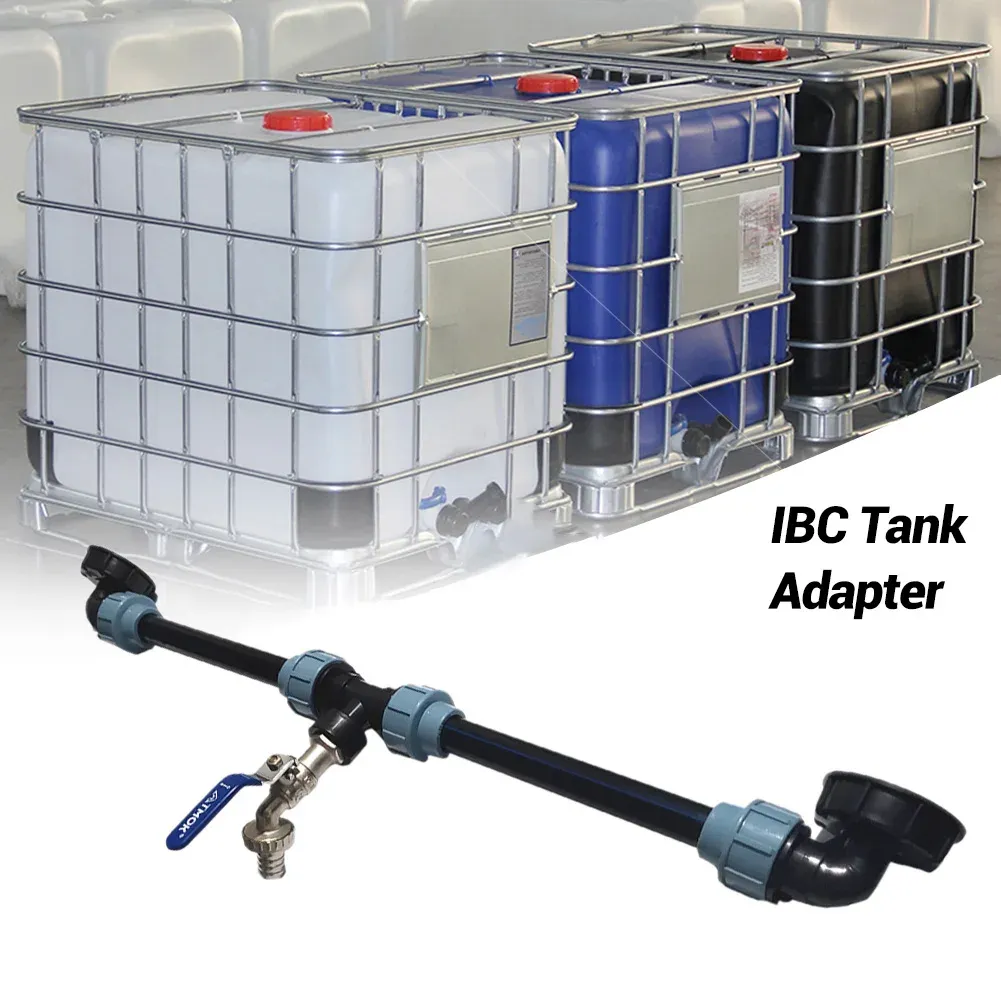 Conectores 1 Uds. Adaptador de grifo de tanque IBC, grifo de rosca de tanque IBC con 1 tubo y 2 conectores curvos, conector de agua para riego de jardín doméstico