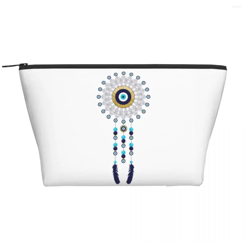 Borse per cosmetici Boho Chic Evil Eye Mandala Dream Catcher Borsa da toilette da viaggio per le donne Kit Dopp per trucco bohémien Hamsa Nazar