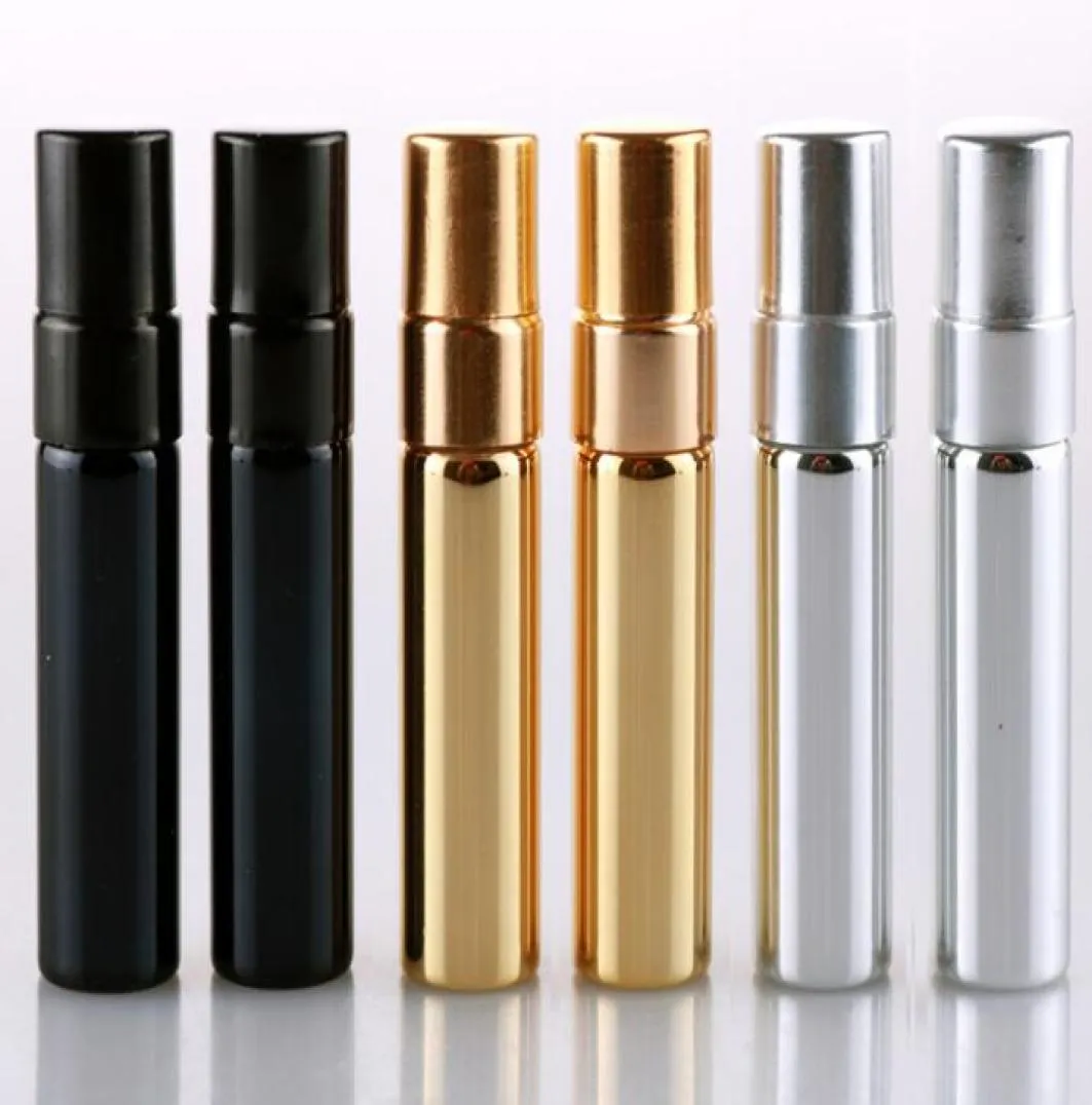 200pcs 5ml UV Gold Silver Black Perfume Atomizer Empty Travel Bottle Parfum Women Pocket Spray Refillable Glass Bottles35148377599