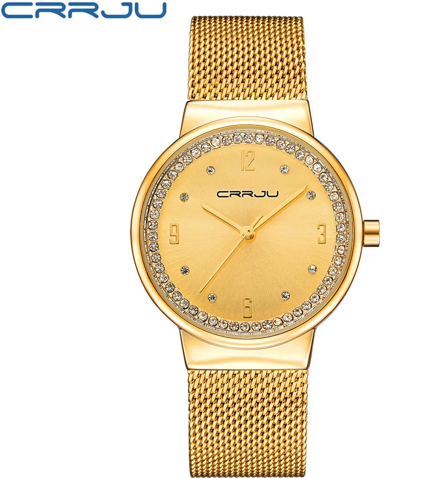 CWP Marque CRRJU Relogio Feminino Horloge Femmes Montre En Acier Inoxydable Montres Dames Mode Casual Quartz Montre-Bracelet