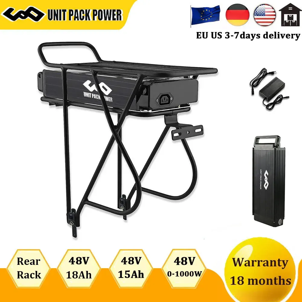 Schroevendraaiers 48V 15AH 18AH 21AH EBIKE BATTERY BAKSA RACK 18650 LITIUM Electric Bicycle Battery Pack för BAFANG 1000W 750W 500W 350W MOTOR