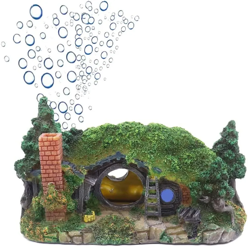 Decoraties Aquarium Decoratie Hobbit Huis Grot Aquarium Ornament Grot Reptielengat Onderdak Ornament Rotstuin Landschapsarchitectuur Ornament