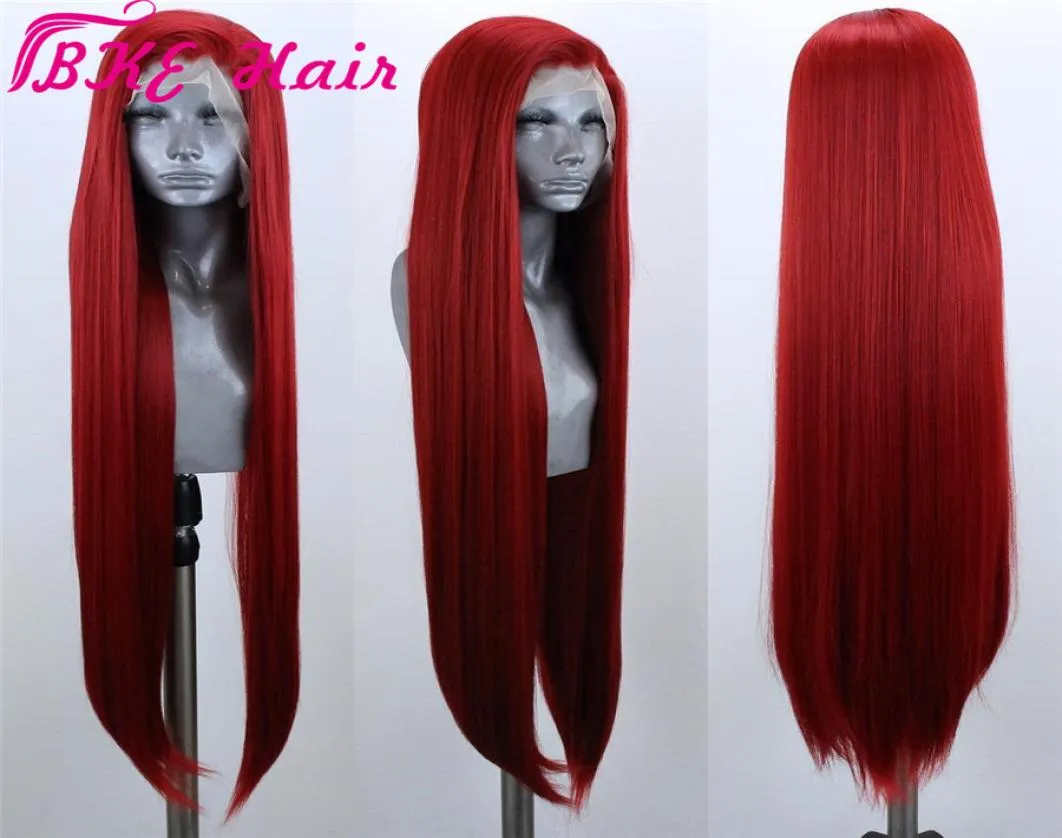 Wysokiej jakości czerwony blondynki Brazylijskie koronkowe przednią perukę przednią dla czarnych kobiet 13x4 prosta koronkowa peruka z syntetyczna przede wszystkim z B5004908