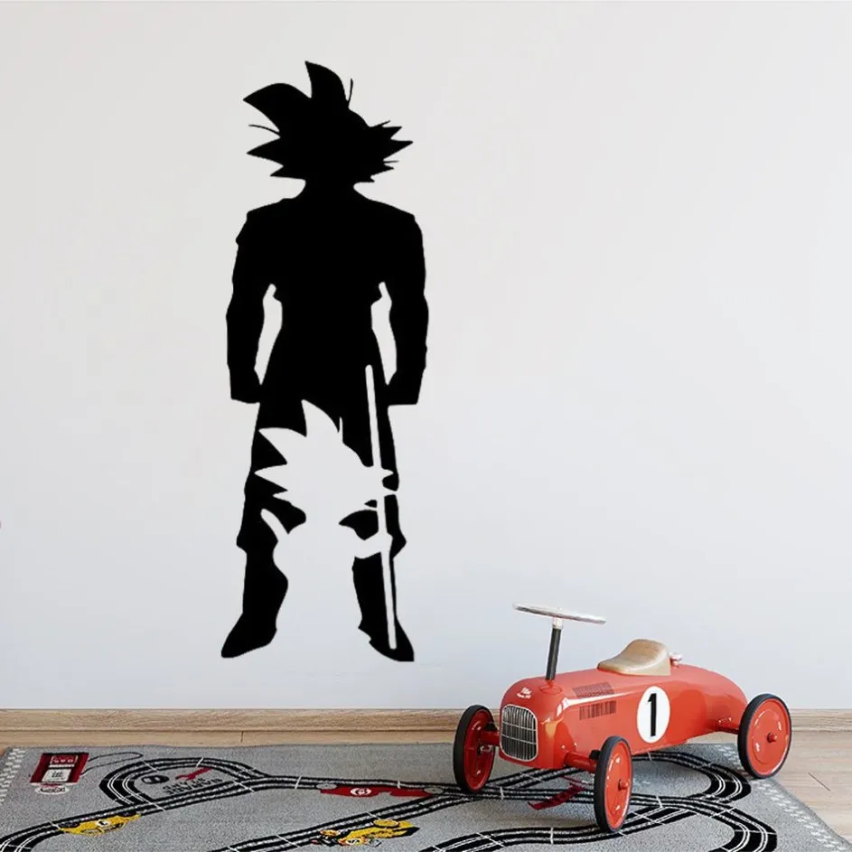 Anime Wall Sticker Kids Room Mural Manga Goku Silhouette Decal For Teen Dorm Bedroom Decor291R