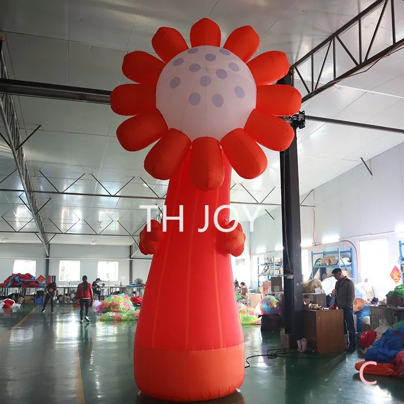 Atividades ao ar livre expressas gratuitas 6mH (20 pés) com soprador Flor gigante flor inflável multicolorida para decoração de eventos ao ar livre, balões de flores de ar personalizados