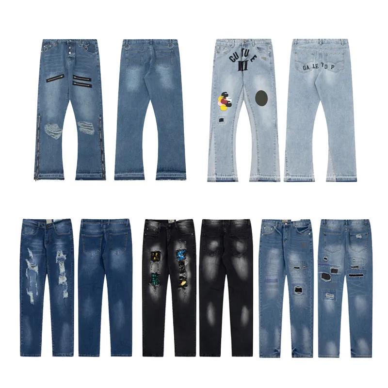 Designers kvinnor mode lyxiga jeans män jeans gängade ihåliga bokstäver grafisk denim byxor avslappnad lång rak denim mode brodera byxor män svettbyxor