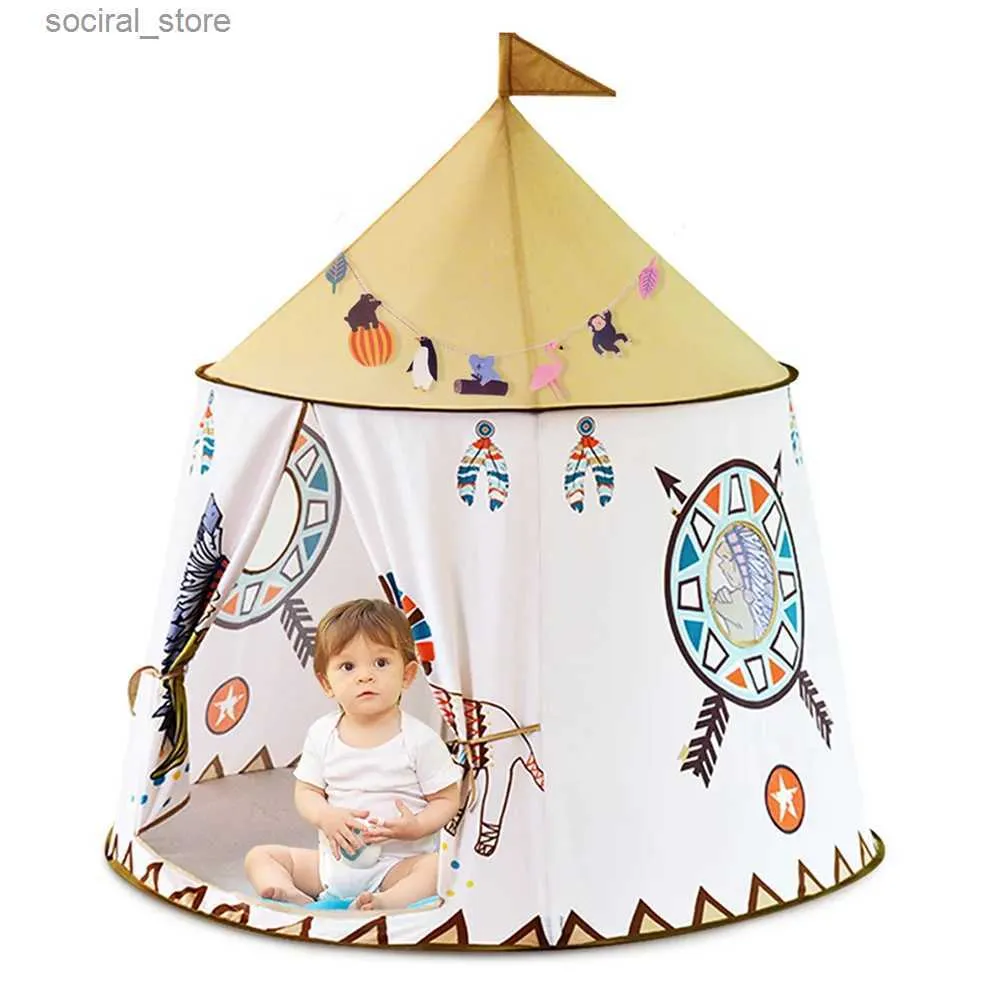 Leksak tält gård barn teepee tält hus 123*116 cm bärbar prinsessa slott närvarande för barn barn lek leksak tält födelsedag julklapp l240313