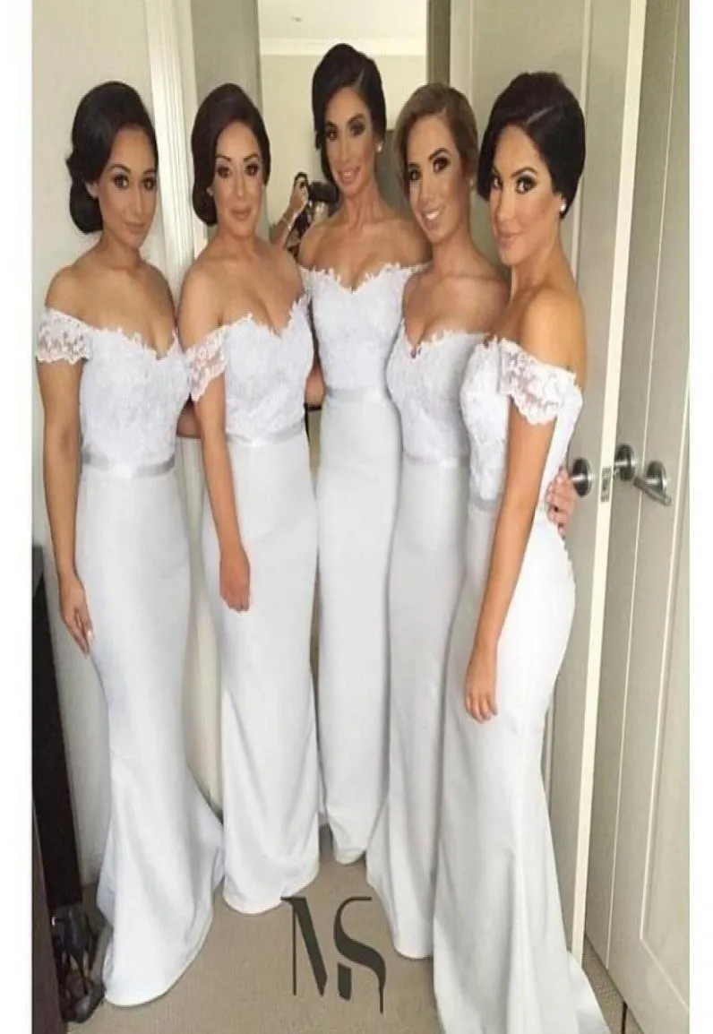 Sexy Off the Shoulder Long Lace Bridemaids Dresses Mermaid Formal Evening Gowns Wedding Party Dresses for Bridesmaid Short Sleeves7595886