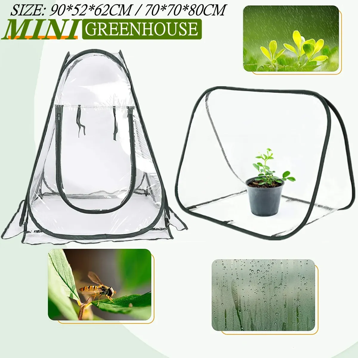 Serres Couverture de serre pop-up pour la plantation de jardin intérieur et extérieur Mini serre portable tente de jardinage plante de fleur en pot pièce chaude