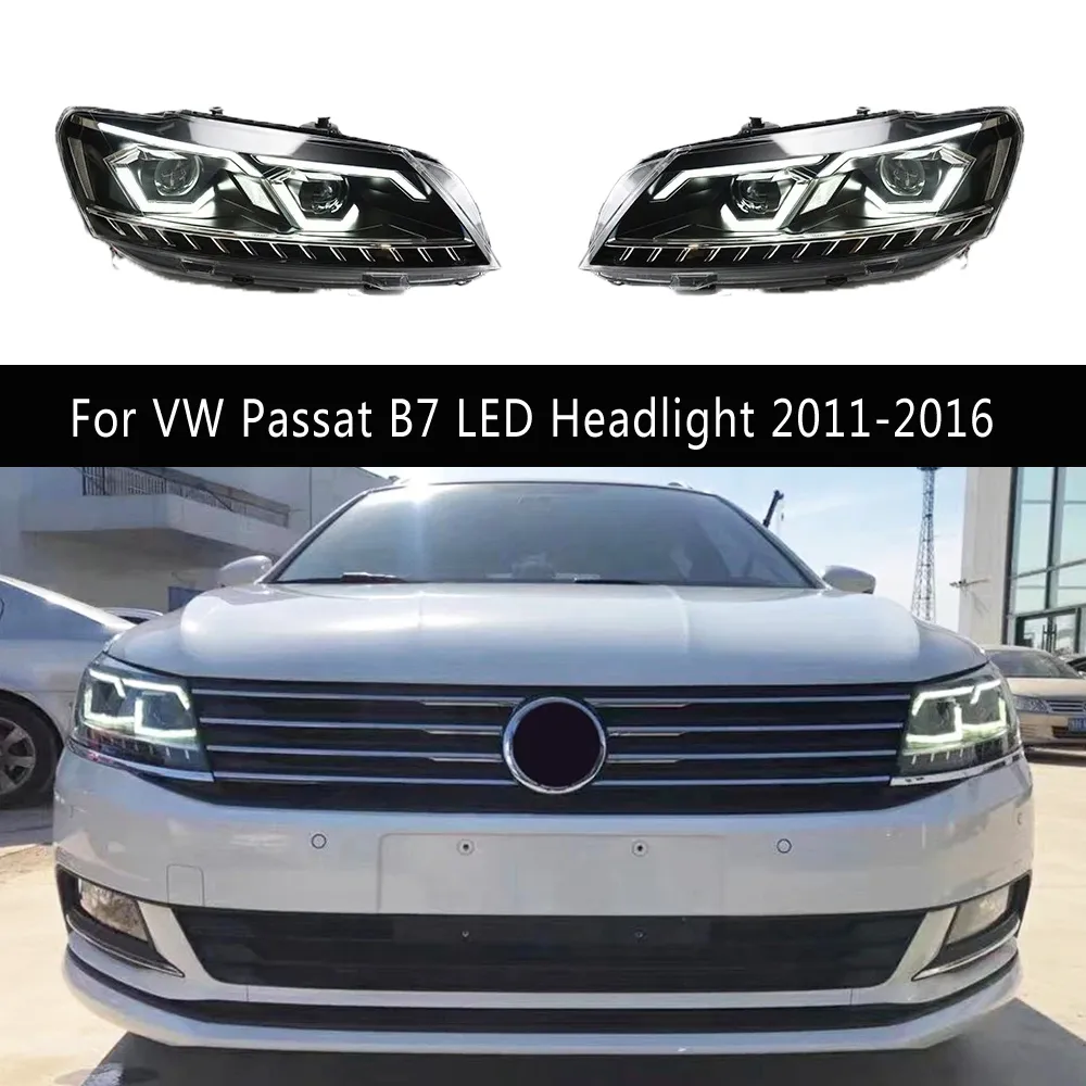 Front Lamp Dayime Running Light Streamer Turn Signal Indicator för Volkswagen Passat B7 LED-strålkastarenhet 11-16 Biltillbehör