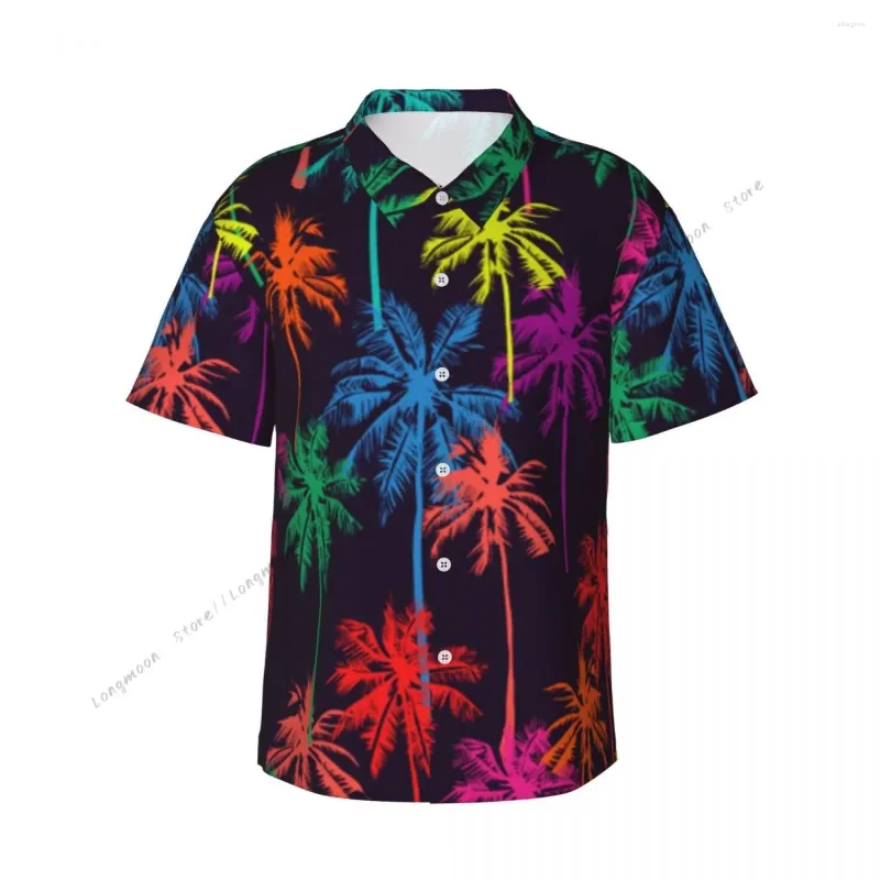 Camisas casuais masculinas de manga curta com palmeiras tropicais camisa roupas de praia tops de personalidade