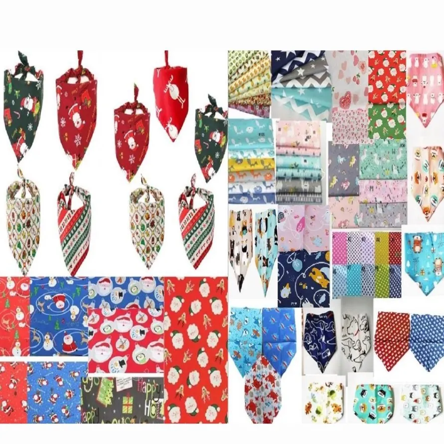 Whole 800pcs lot 2021 Christmas holiday Dog Apparel Puppy Pet bandanas Collar scarf Bow tie Cotton Most Fashionable LS092 mixe231w