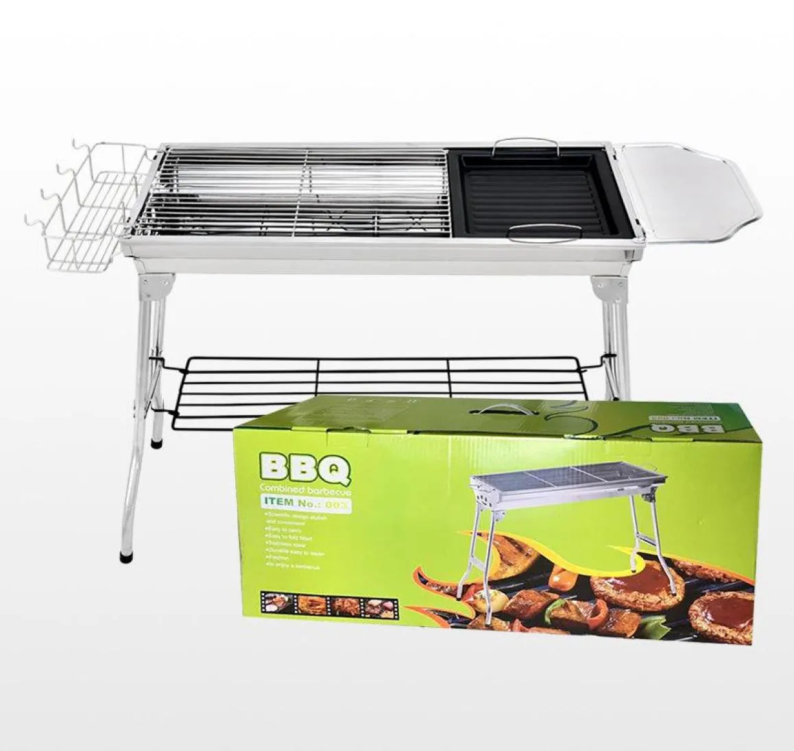 Högkvalitativ BBQ Kolgrill Portable Foldbar rostfritt stålgrillad spishylla för utomhus Garden Family Party3934829