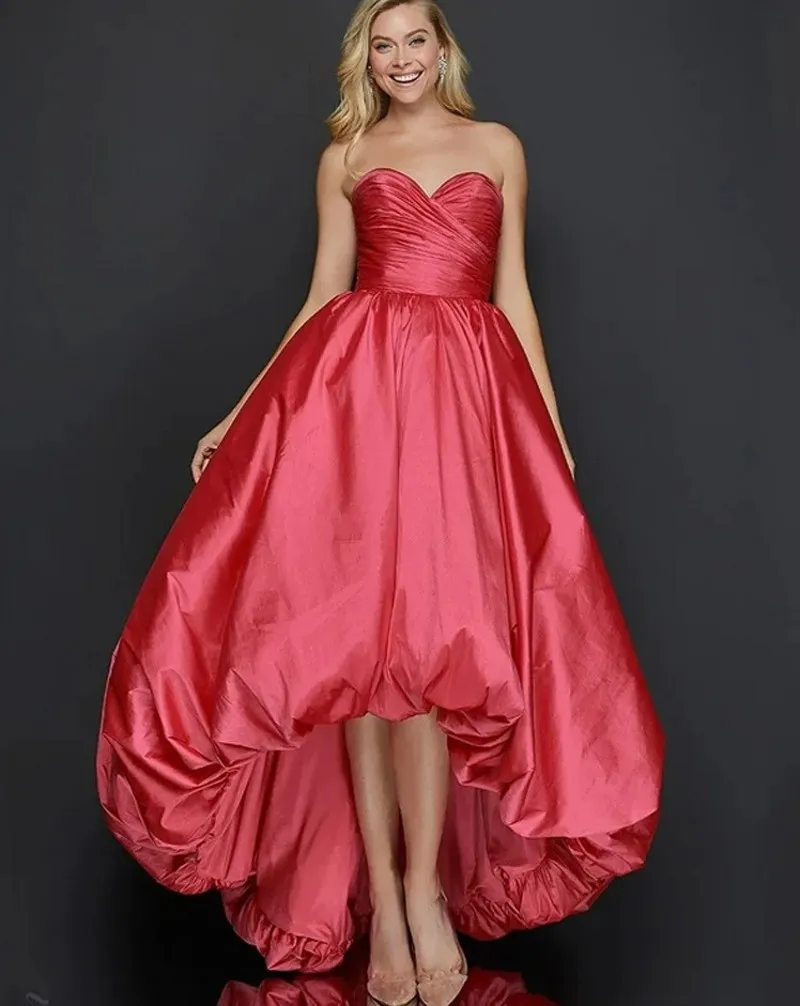 Mode High Low Prom Party Dress 2024 Sweetheart Cleats Tafta Evening Birthday Gowns Robe de Soiree Vestidos de Noche
