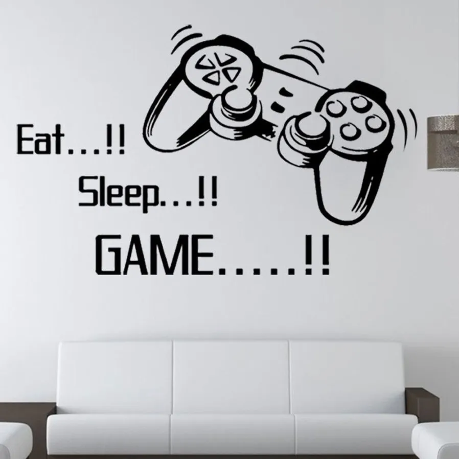 Eat Sleep Gioco Decalcomanie da muro Rimovibili Adesivi murali con scritte fai da te per Ragazzi Camera da letto Soggiorno Camere dei bambini Carta da parati Decorazioni per la casa269p