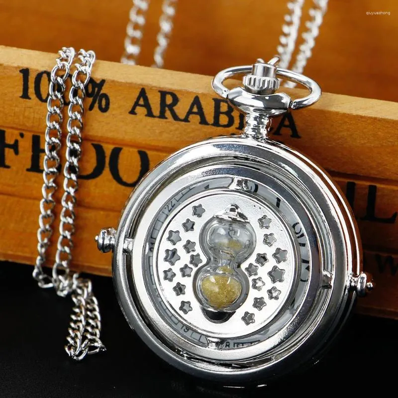 Pocket Watches Fashion Silvery Hourglass Quartz Watch Women's Retro Pendant Luxury Ladies Pockets Gift