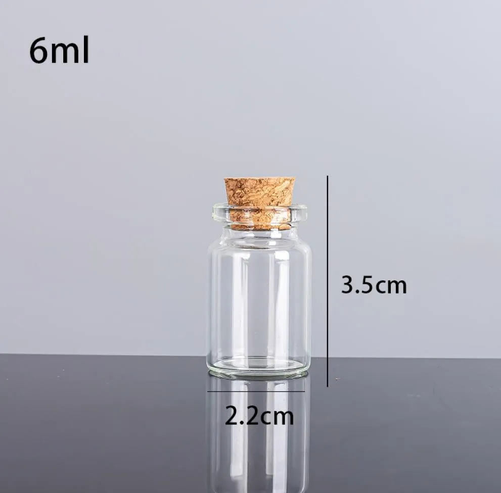 6 ml 22x35x125mm små mini klara glasflaskor burkar med korkstoppare meddelande bröllop önskar smycken party favorit1162991