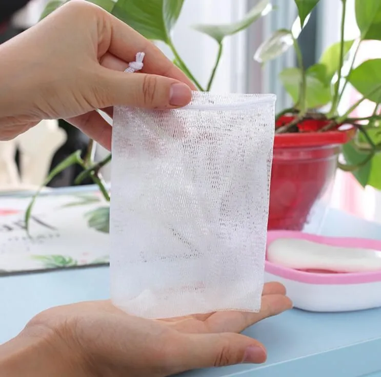 Exfoliating Mesh Soap Pouch Bubble Foam Net Soap Sack Saver Pouch Drawstring Holder Bags Bubble Foam Net Free Ship