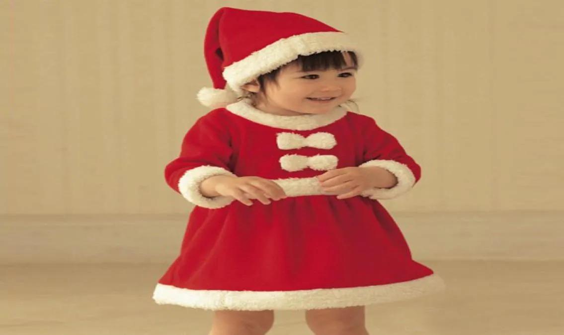 New children039s Pajamas Christmas suit girls with hat Christmas dress red4797693