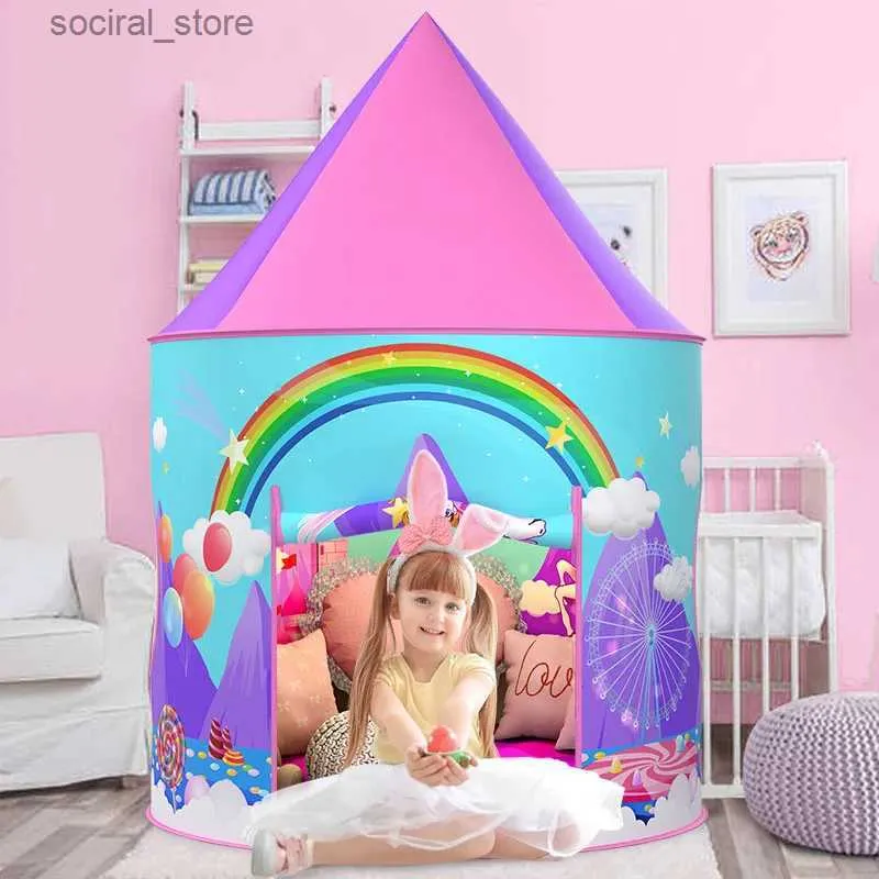 Barracas de brinquedo crianças tenda de brinquedo crianças indoor ao ar livre oceano bola piscina dobrável cubby brinquedos castelo enfant quarto casa meninas presente l240313