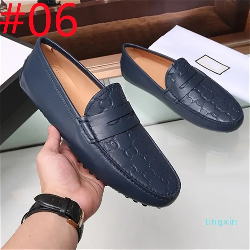 Sapatos casuais Luxurys Designer Shoes Drivers Chaussures Couro Loafer Mens Dress