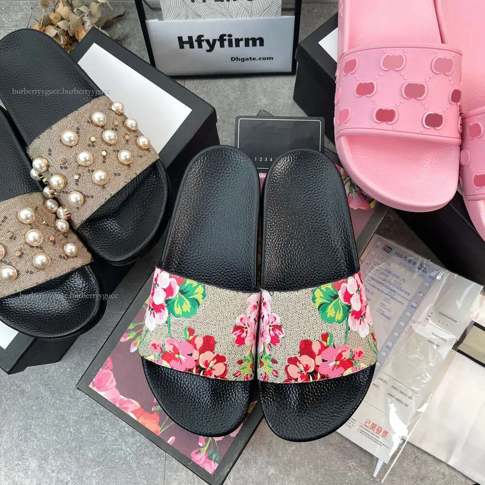 Designer Men Women Sandals with Correct Flower Box Dust Bag Shoes Tiger Snake Print Slide Summer Wide Flat Slipper Size 35-48