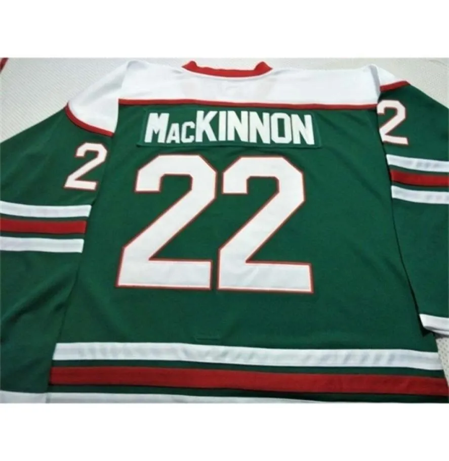 Anpassade gröna män sällsynta 22 Nathan MacKinnon Halifax Mooseheads Hockey Jersey 100 broderi tröja eller anpassade något namn eller nummer JE9703380