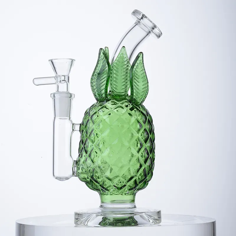 Unique Style Hookahs Pineapple Bong Recycler Bubbler Water Pipes 5mm Thick Glass Bongs 7 Inch Oil Dab Rigs With Bowl 14mm Female Joint WP2194