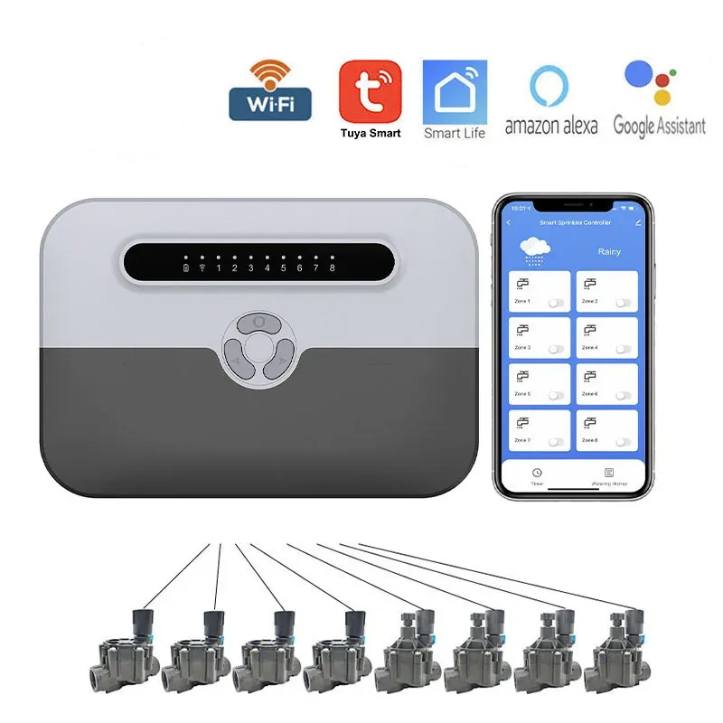 Controle Wi -Fi Garden Watering Timer 8 Zone Smart Sprinkler Controller Alexa Google Home Irrigação Irrigação Sistema de Rega Tuya Smart Life